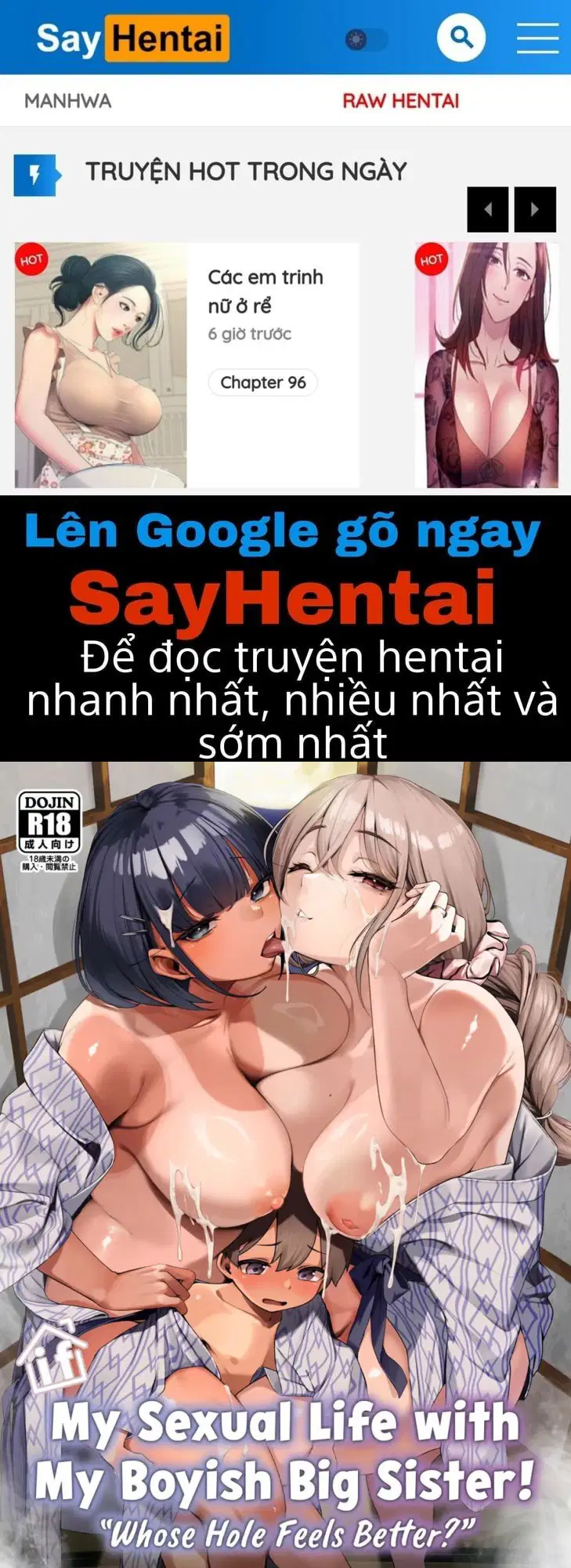 Đời sống tình dục của tôi với chị gái trẻ con! Lỗ nào sướng hơn_ - Trang 1