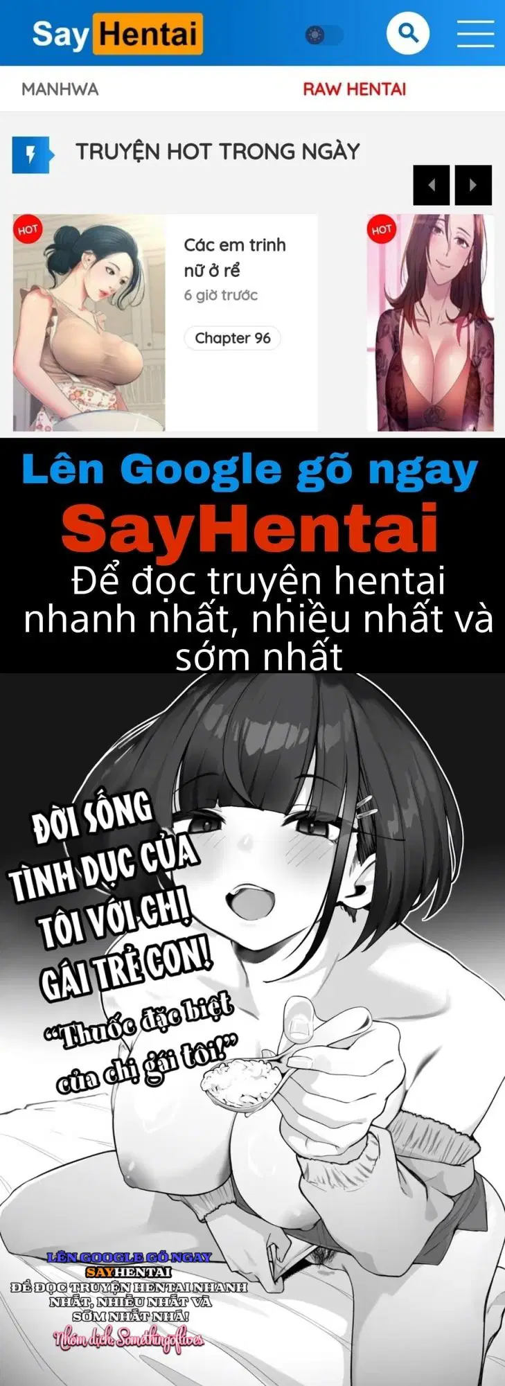 Đời sống tình dục của tôi với chị gái trẻ con! Lỗ nào sướng hơn_ - Trang 1