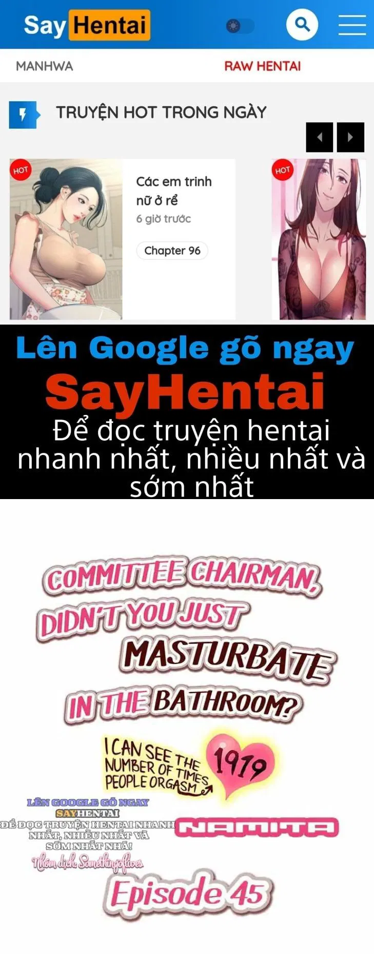 Hội Trưởng Ủy Ban: Vừa Rồi Cậu Tự Sướng Trong Nhà Tắm Phải Không? - Khả Năng Nhìn Thấy Số Lần Cực Khoái Của Người Khác 41 -> 50 - Trang 1