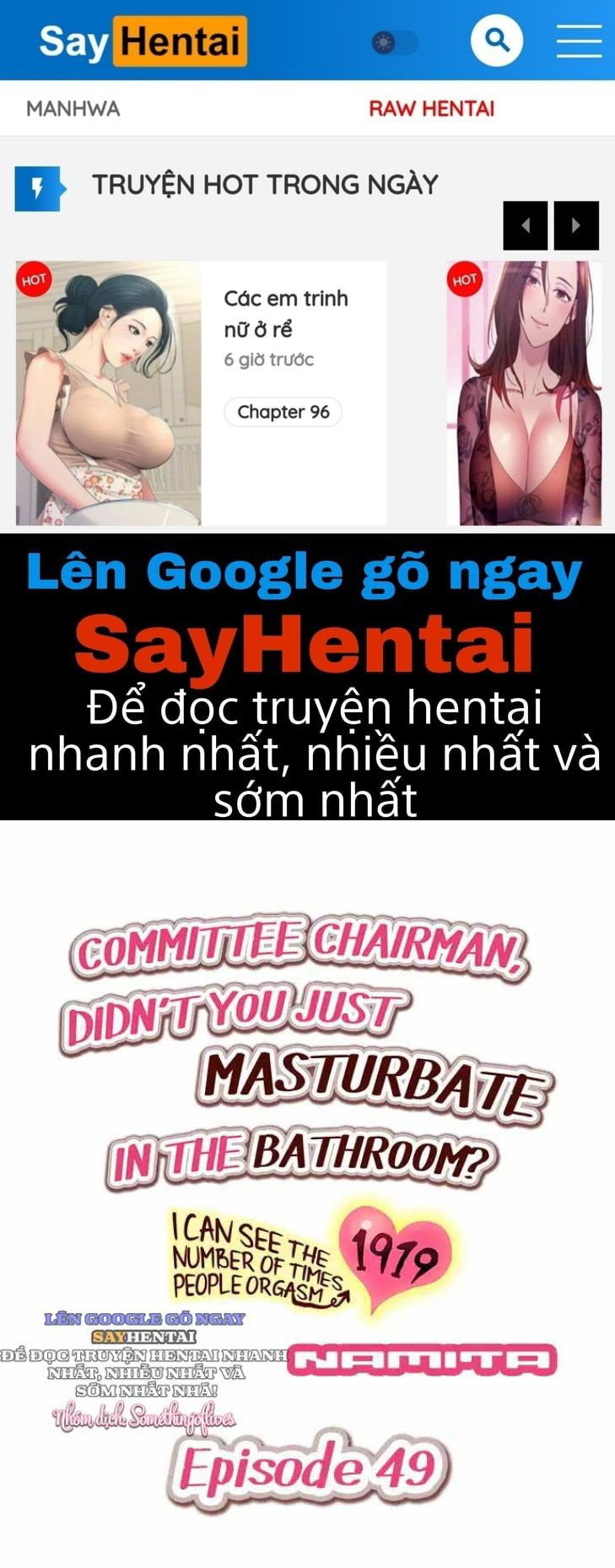 Hội Trưởng Ủy Ban: Vừa Rồi Cậu Tự Sướng Trong Nhà Tắm Phải Không? - Khả Năng Nhìn Thấy Số Lần Cực Khoái Của Người Khác 41 -> 50 - Trang 1
