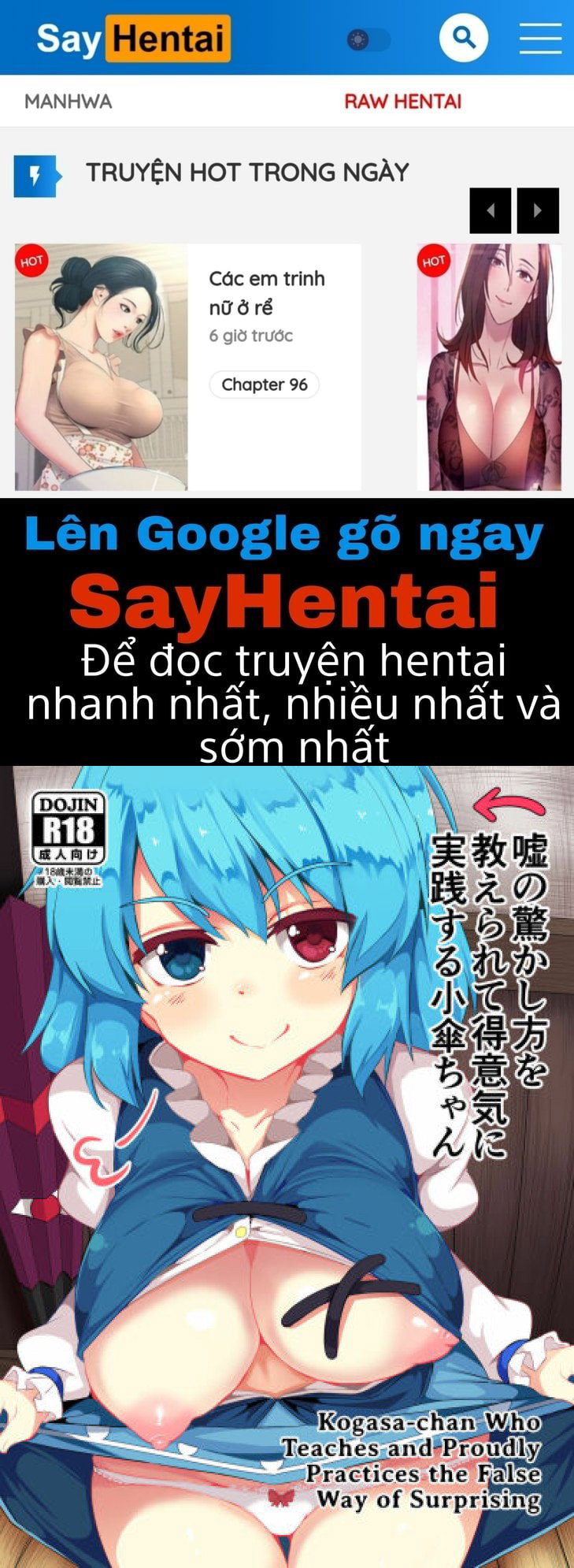 Uso no Odorokashikata o Oshierarete Tokuige ni Jissen suru Kogasa-chan - Trang 1