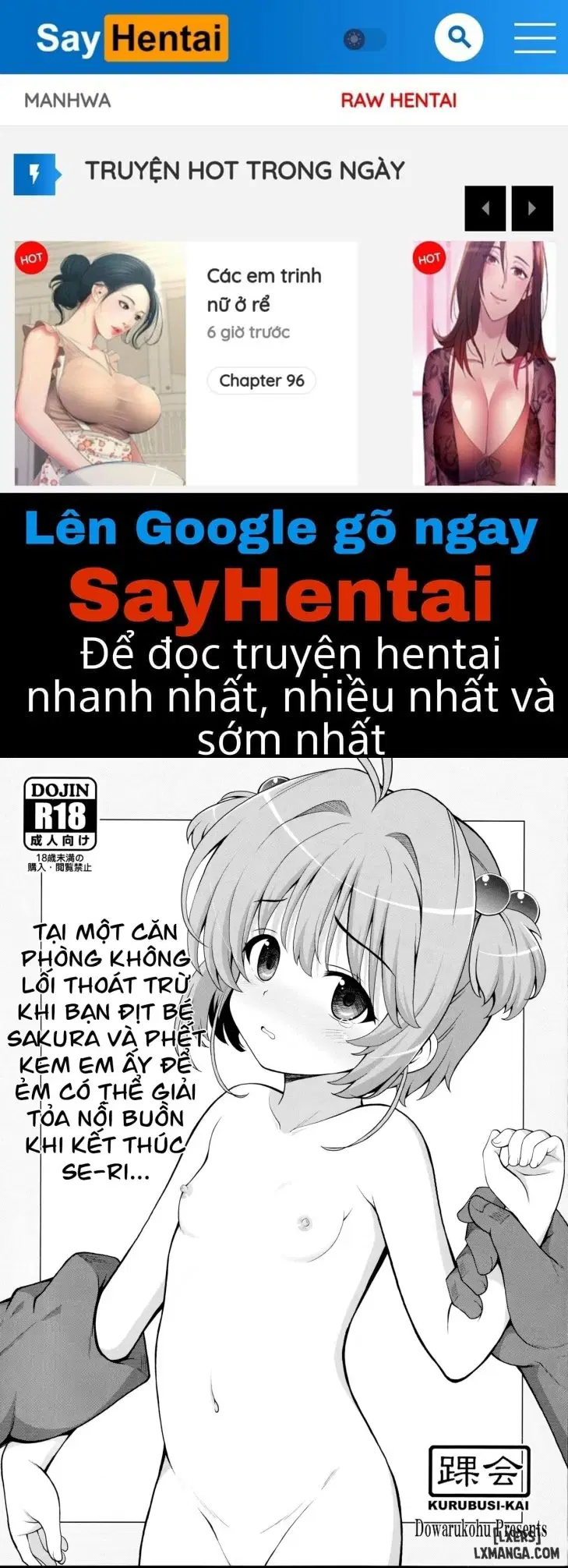 Tại một căn phòng không lối thoát trừ khi bạn địt bé Sakura và phết kem em ấy để ẻm có thể giải tỏa nỗi buồn khi kết thúc se-ri... - Trang 1