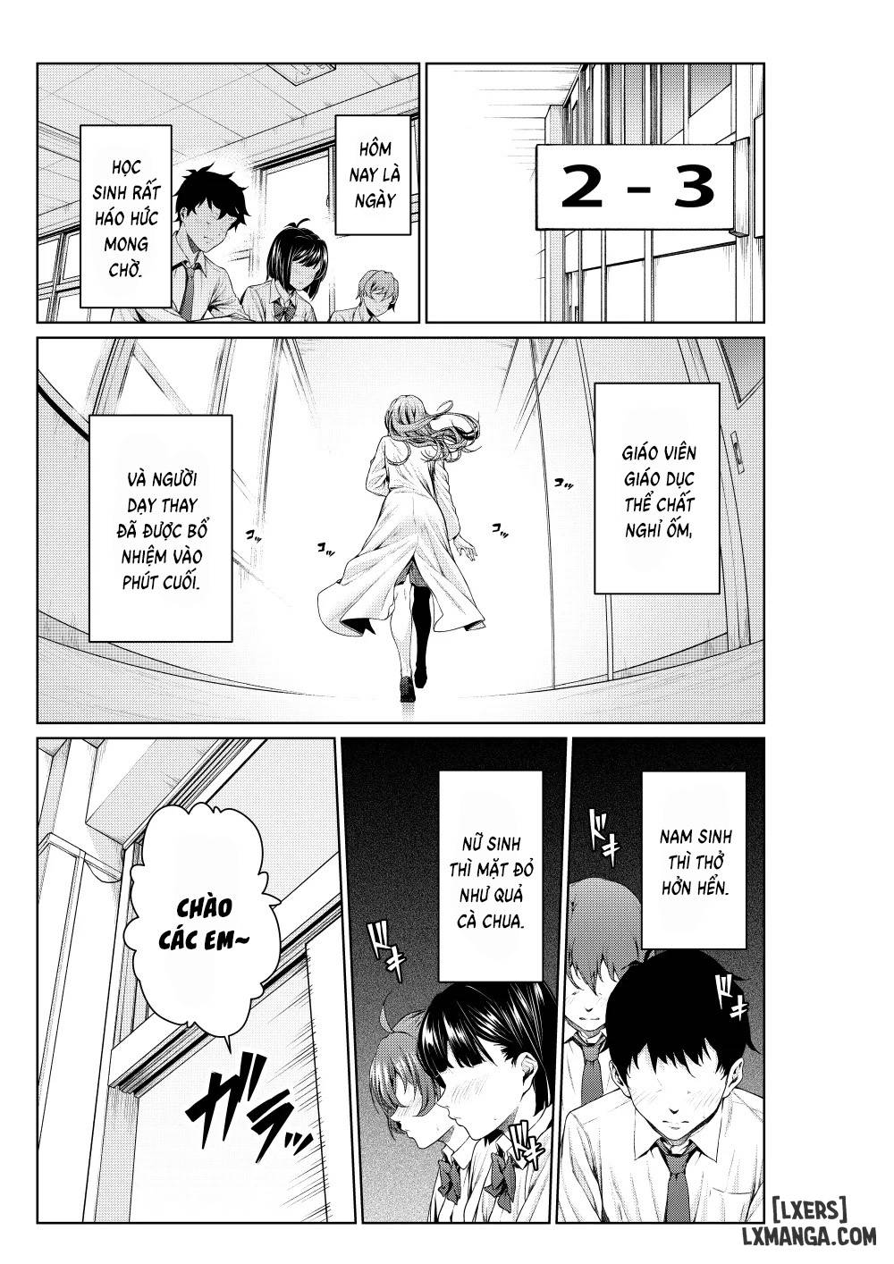 "Đàn anh ở nơi làm việc: Cô giáo y tế, đứng trên bục giảng." - Trang 1